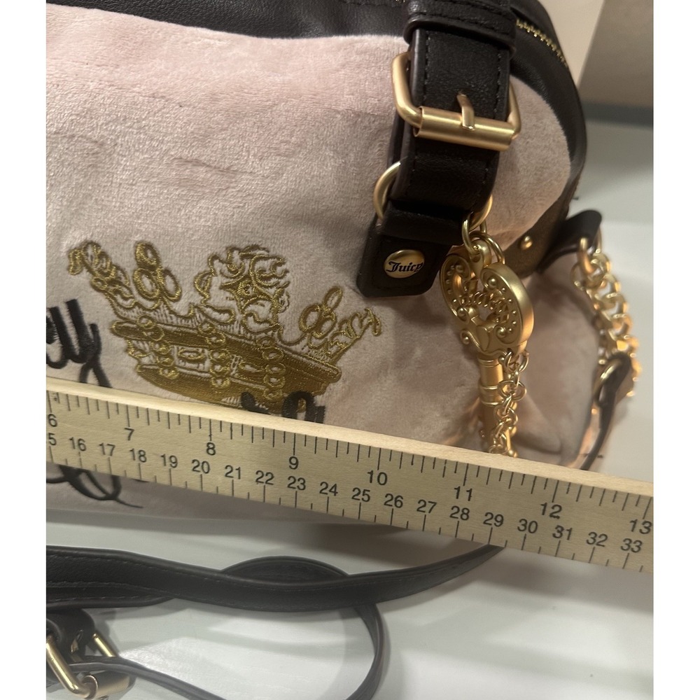 Juicy Couture Satchel Bag The Key To Juicy Blush Chocolate Velour NWT - Picture 9 of 16
